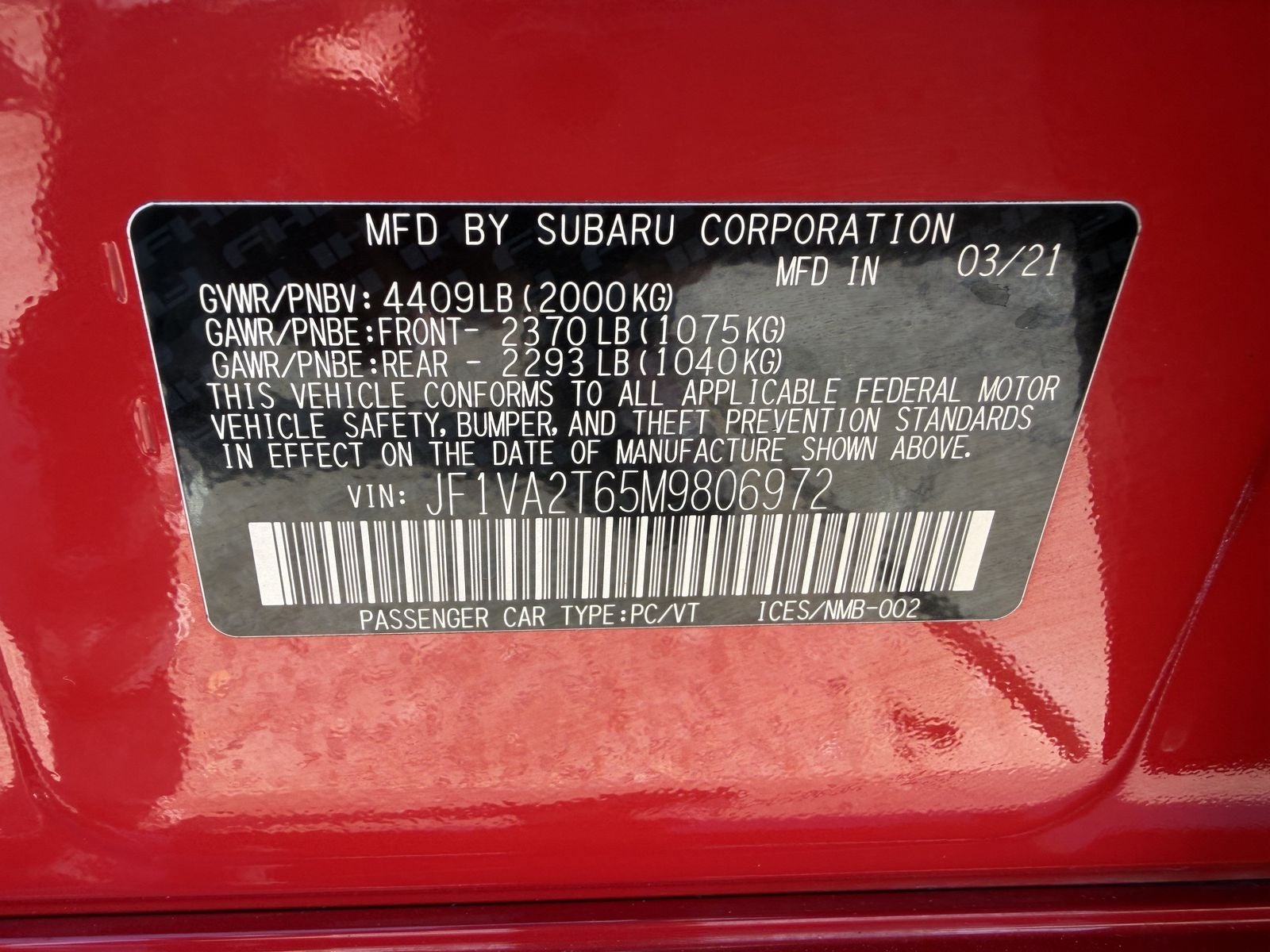 2021 Subaru WRX STi Limited