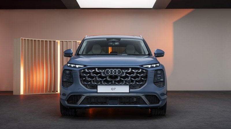Audi SQ7 performance SUV, head-on studio shot
